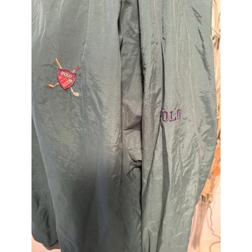 VINTAGE Polo Ralph Lauren‎ Jacket L Nylon Golf  Windbreaker Green Pullover